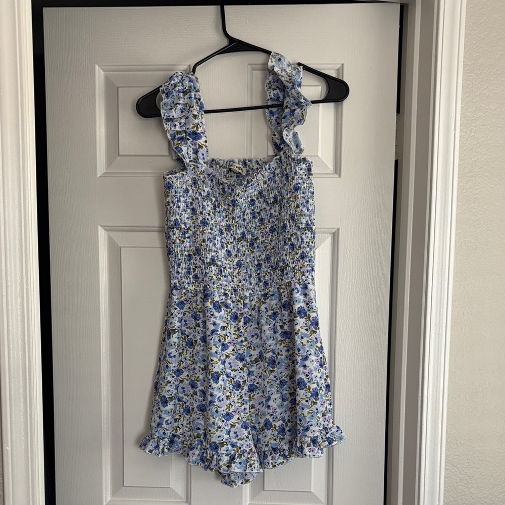 Inspired Hearts Blue Floral Jumpsuit
